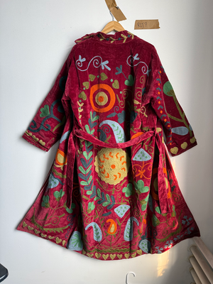 Reversible Pipa Long Embroidered Velvet Jacket