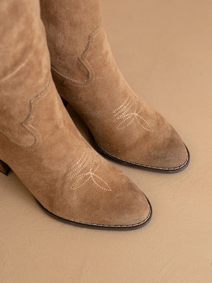 La Roxanne | Botte cavalière style western à talon large