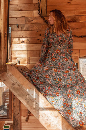 Emilia Organic Cotton Hand Block-Print Maxi Dress