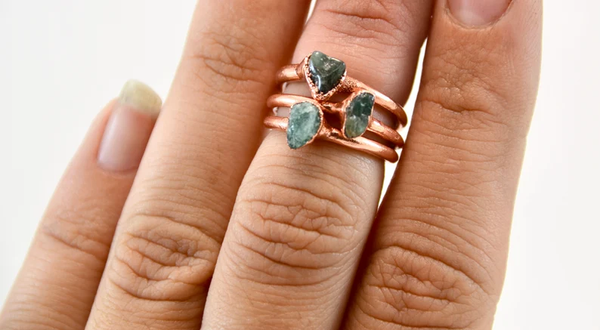 Handmade Copper Emerald Ring