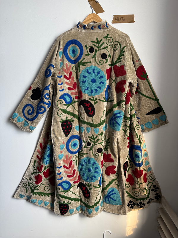 Reversible Pipa Long Embroidered Velvet Jacket
