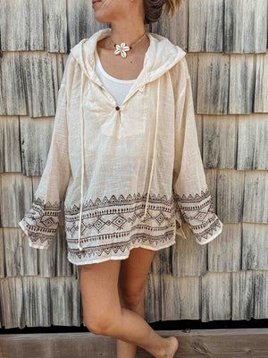 Unisex Cotton Block Print Sun Hoodie