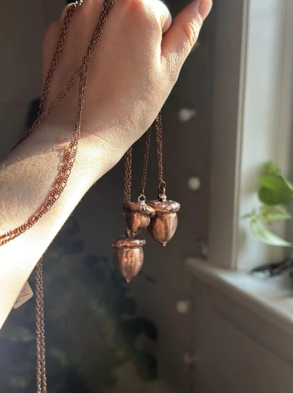 Real Copper Acorn Necklace