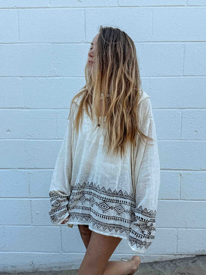 Unisex Cotton Block Print Sun Hoodie