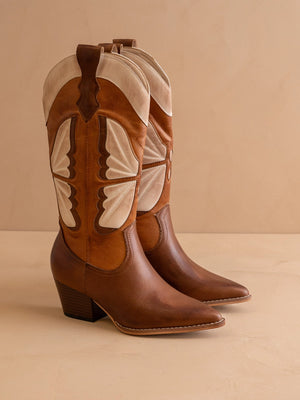 The Fairy Camel Western Boot in Suede with Inlay