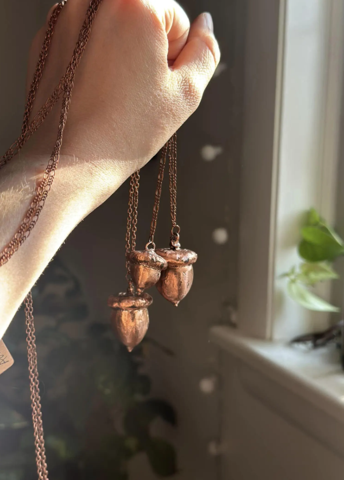 Real Copper Acorn Necklace