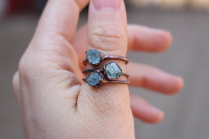Raw Aquamarine Crystal Copper Ring
