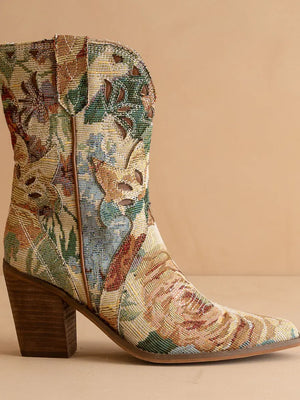 The Sorrel | Floral Tapestry Western Bootie