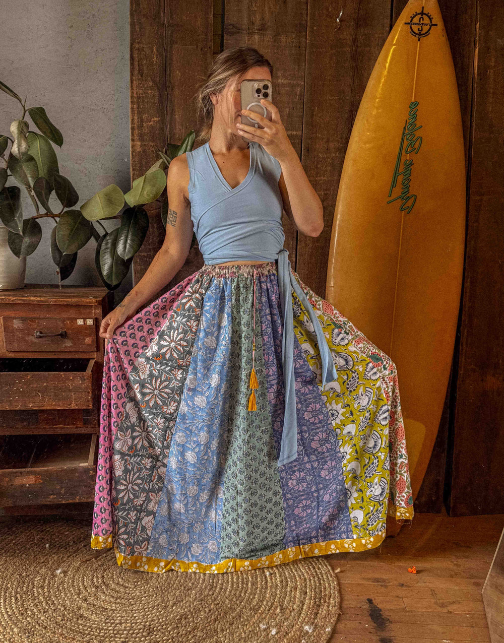 Pomade Skirt | Upcycled Cotton Block Print