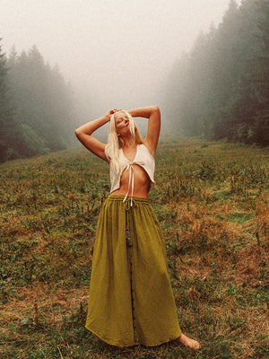 Lani Organic Cotton Bamboo Button Skirt