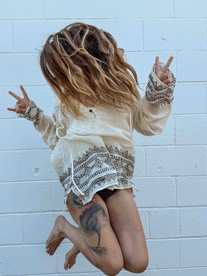 Unisex Cotton Block Print Sun Hoodie