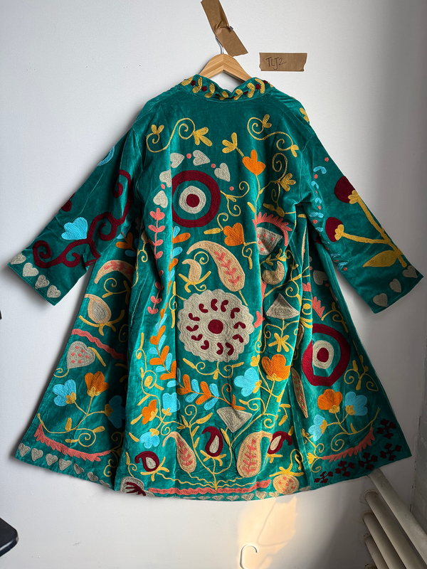 Reversible Pipa Long Embroidered Velvet Jacket