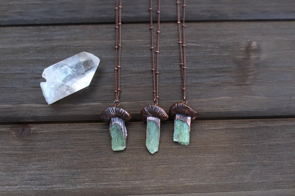Green Kyanite Mushroom Necklace