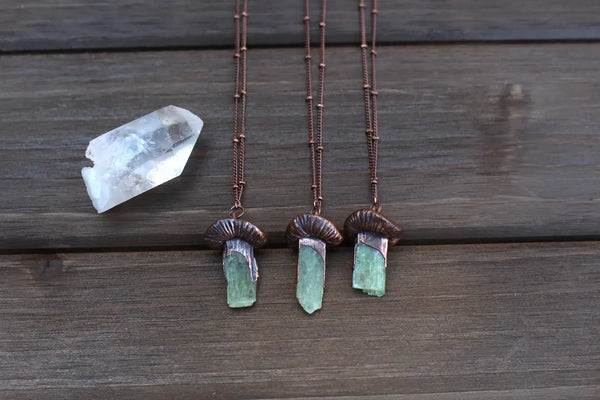 Green Kyanite Mushroom Necklace