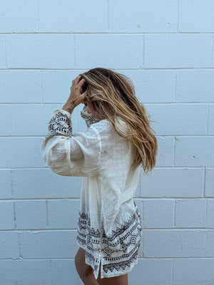 Unisex Cotton Block Print Sun Hoodie