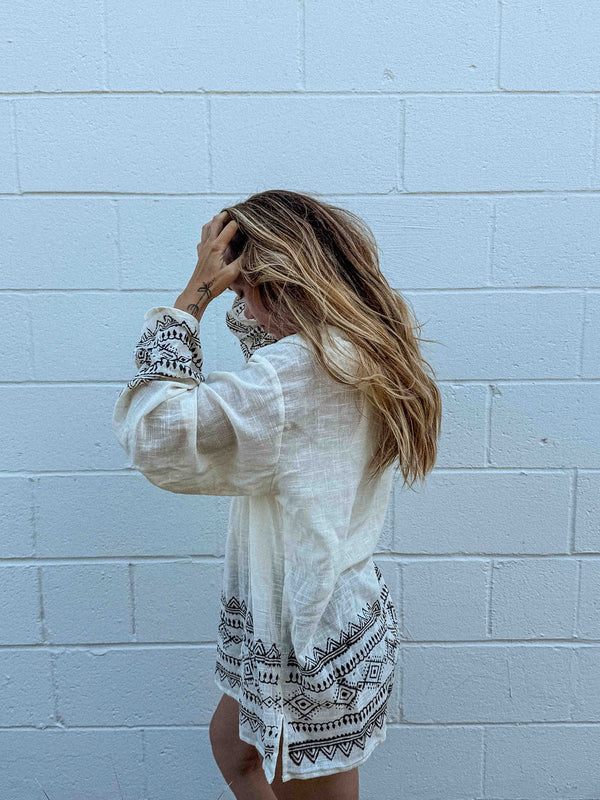 Unisex Cotton Block Print Sun Hoodie