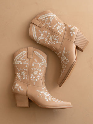 The Bailey | Bottine brodée abricot de cow-boy