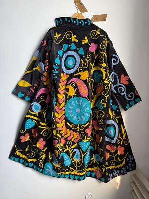 Reversible Pipa Long Embroidered Velvet Jacket
