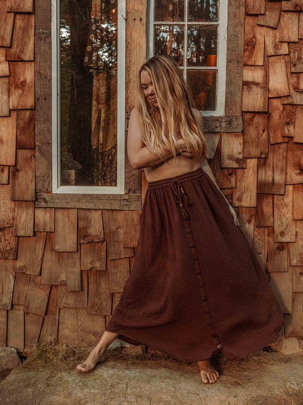 Lani Organic Cotton Bamboo Button Skirt