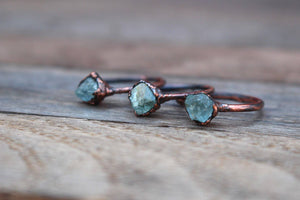 Raw Aquamarine Crystal Copper Ring