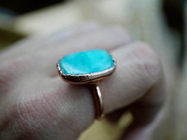 Copper Blue Amazonite Ring