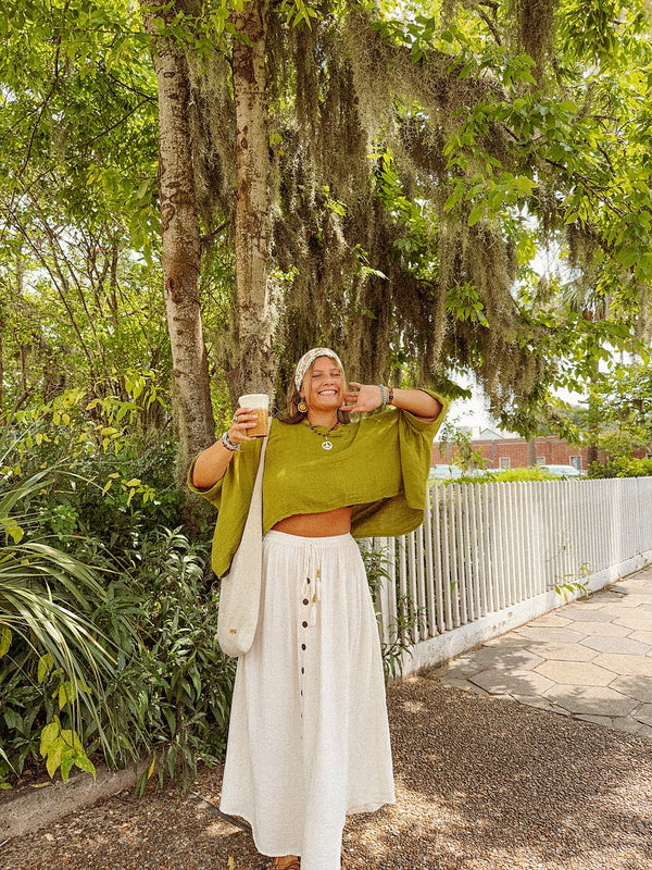 Lani Organic Cotton Bamboo Button Skirt