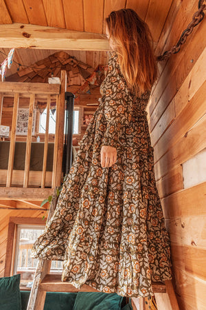 Emilia Organic Cotton Hand Block-Print Maxi Dress