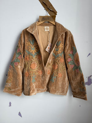 Langmere Short Hand Embroidered Cotton Velvet Jacket
