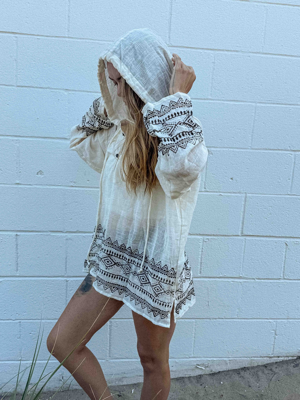 Unisex Cotton Block Print Sun Hoodie