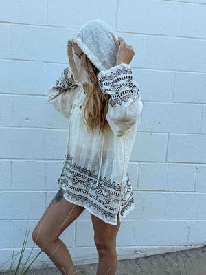Unisex Cotton Block Print Sun Hoodie