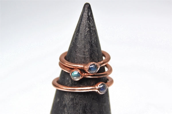 Mini Labradorite Copper Stacking Ring