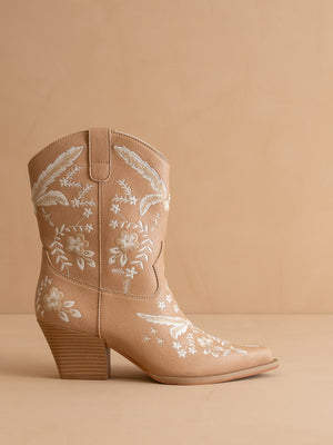 The Bailey | Bottine brodée abricot de cow-boy