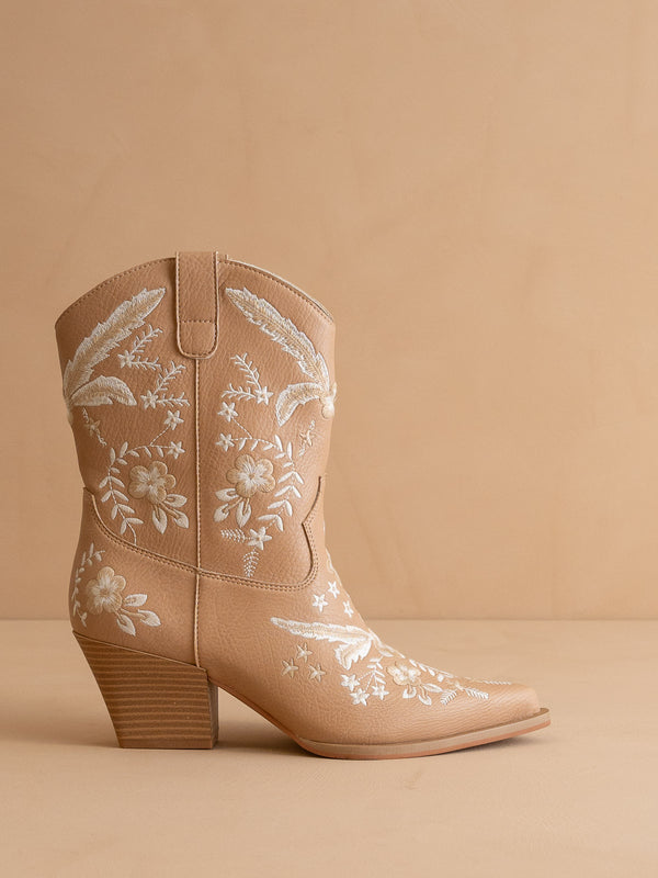 The Bailey | Bottine brodée abricot de cow-boy