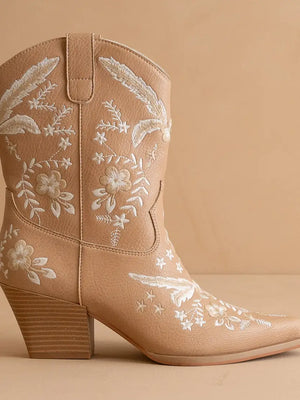 The Bailey | Bottine brodée abricot de cow-boy