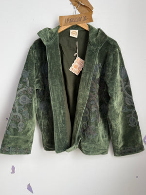 Langmere Short Hand Embroidered Cotton Velvet Jacket
