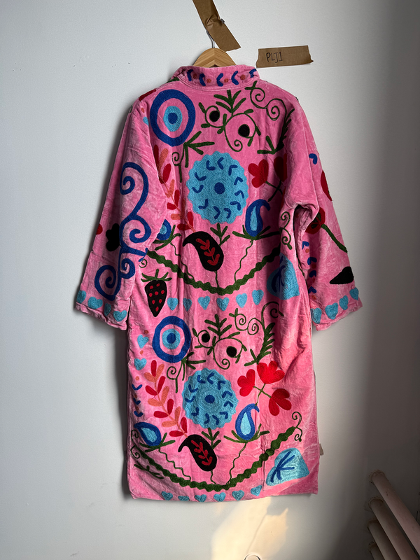 Reversible Pipa Long Embroidered Velvet Jacket