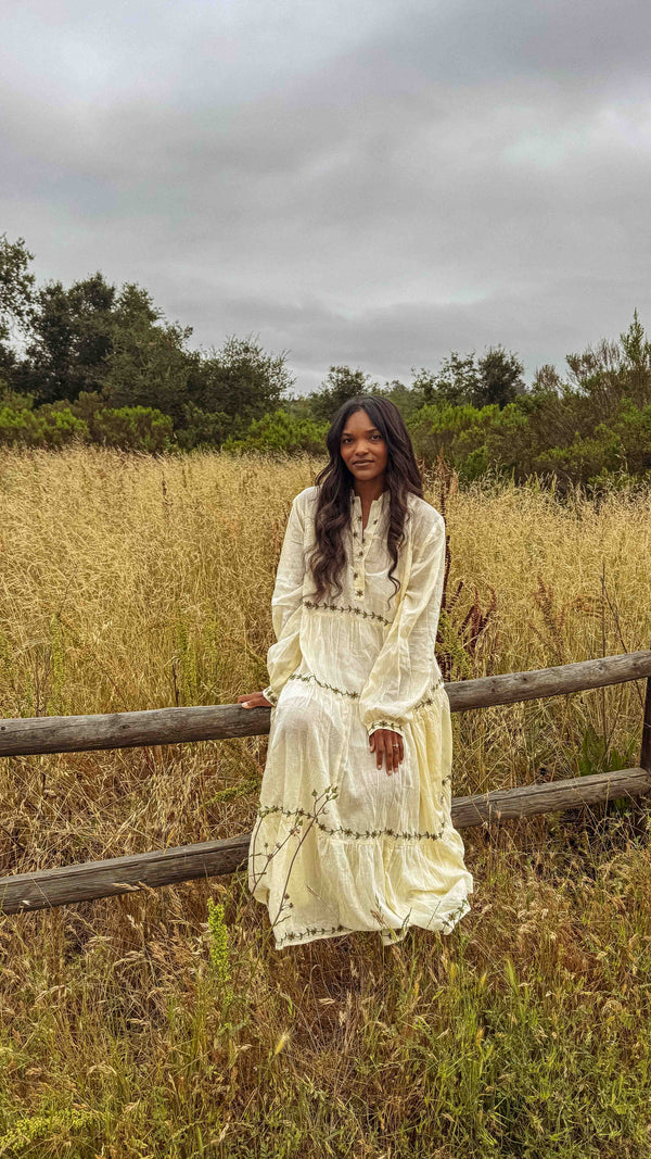 Giovanna Dress Hand Embroidered Cotton
