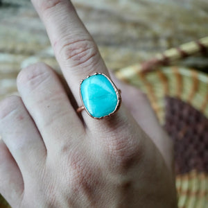 Copper Blue Amazonite Ring