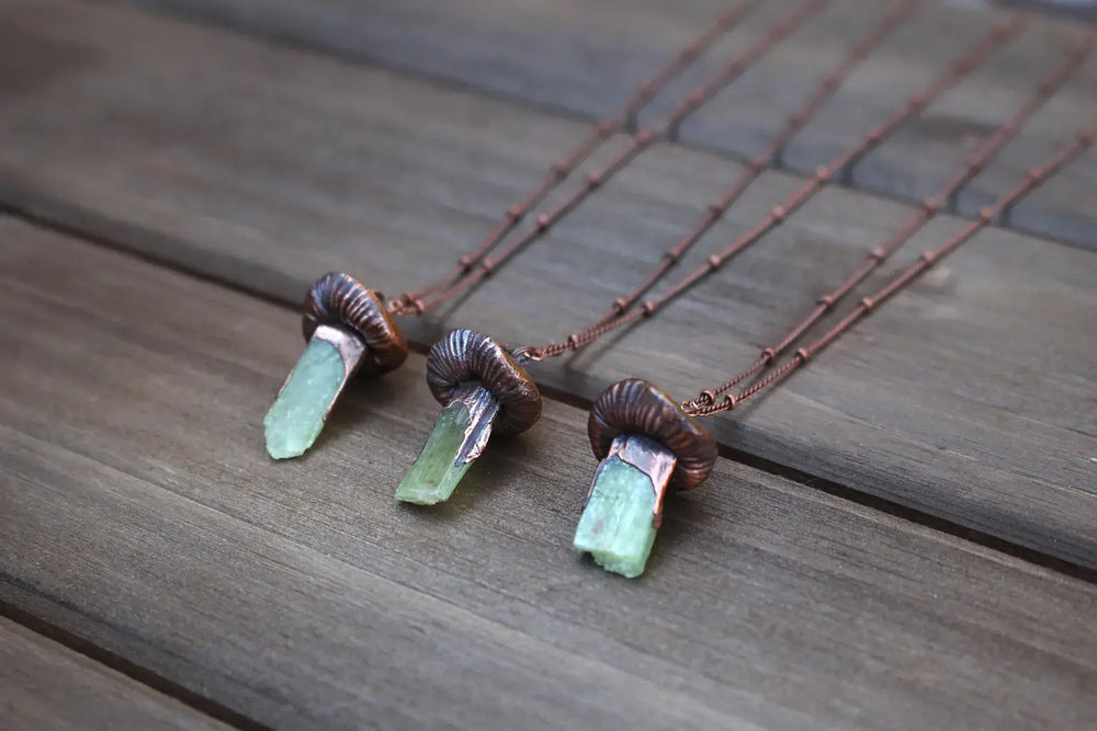 Green Kyanite Mushroom Necklace