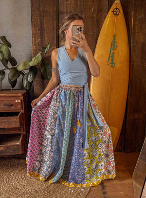 Pomade Skirt | Upcycled Cotton Block Print