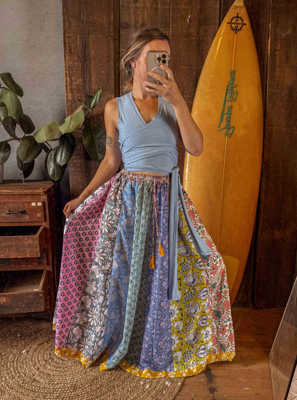 Pomade Skirt | Upcycled Cotton Block Print