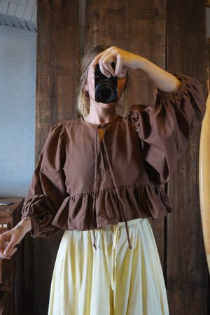 Shelby Cotton Slub Bubble Sleeve Top