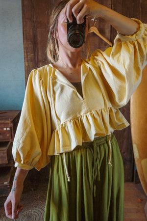 Shelby Cotton Slub Bubble Sleeve Top