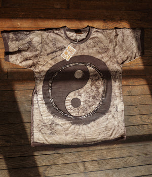 Batik Dyed Yin Yang Tee ~ Charcoal