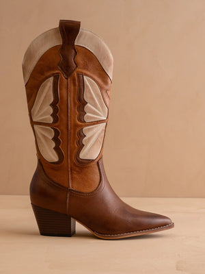 The Fairy Camel Western Boot in Suede with Inlay