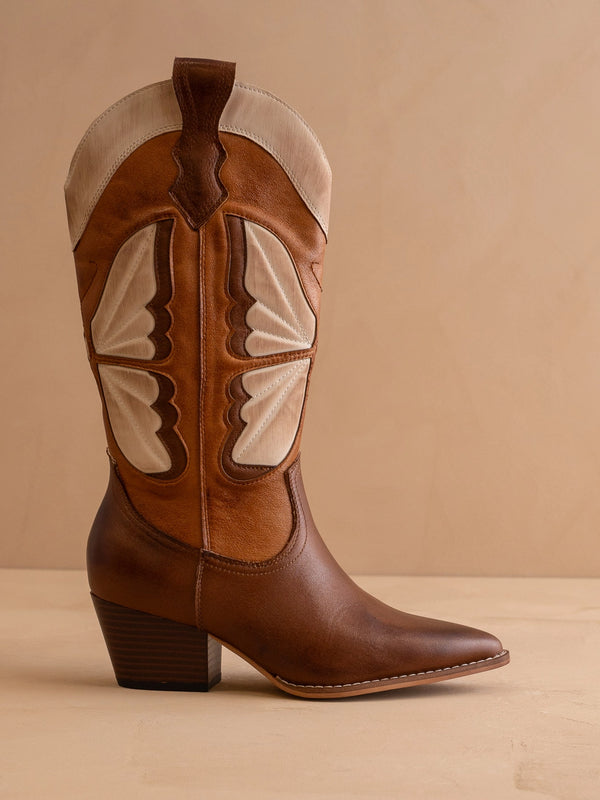 The Fairy Camel Western Boot in Suede with Inlay