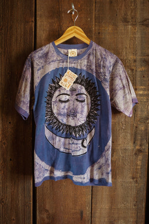 Batik Dyed Moon Sun Tee ~ Blue