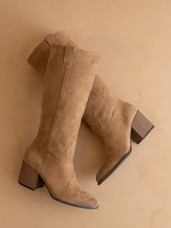 La Roxanne | Botte cavalière style western à talon large