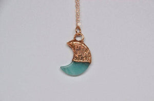 Copper Amazonite Crescent Moon Necklace