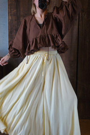 Shelby Cotton Slub Bubble Sleeve Top
